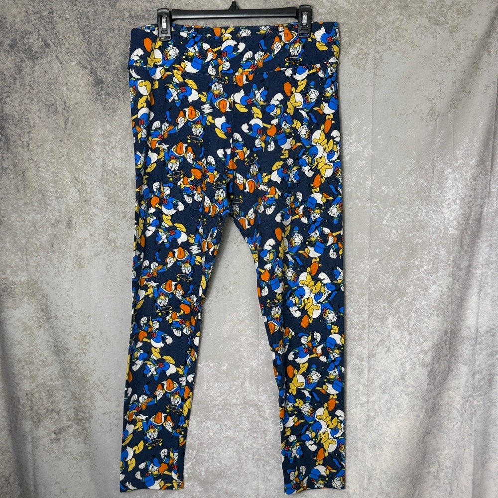 Womens Leggings Disney Donald Duck | LuLaRoe Tall and Curvy Size 12-18 Navy TC